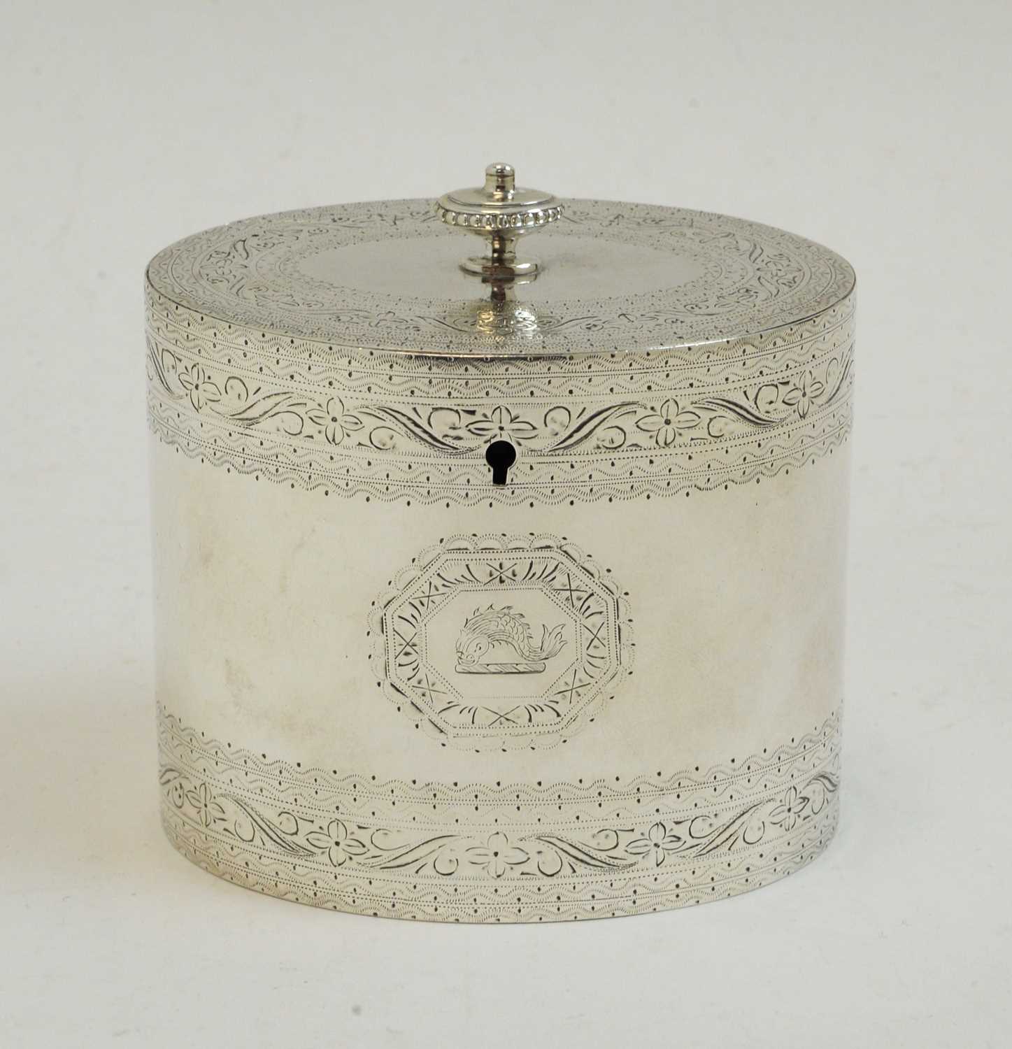 Lot 203 - George III silver tea caddy by George Smith and Thomas Hayter