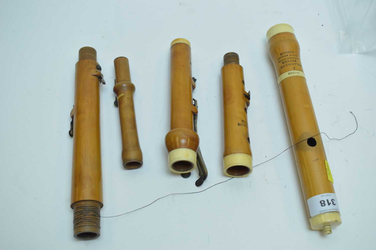 Lot 318 - 19th Century turned wood and ivory flute.