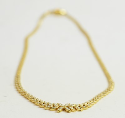 Lot 56 - Diamond leaf pattern necklace