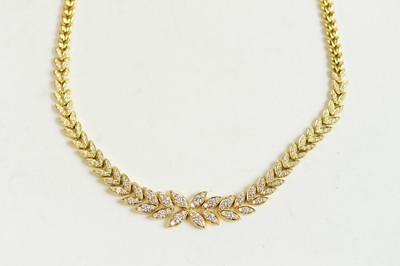 Lot 56 - Diamond leaf pattern necklace