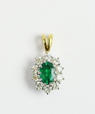 Lot 58 - Emerald and diamond pendant