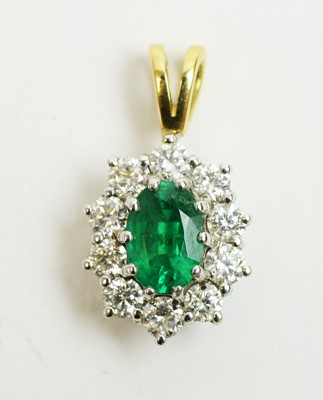 Lot 58 - Emerald and diamond pendant