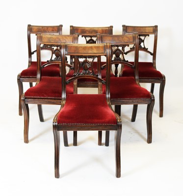 Lot 857 - A set of six Regency mahogany Trafalgar chairs