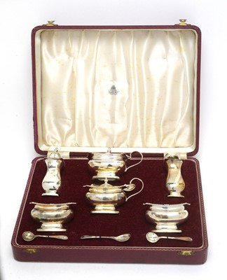 Lot 183 - An Elizabeth II six-piece silver cruet set.
