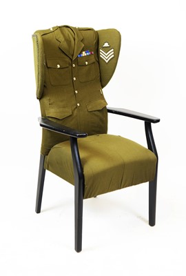Lot 98 - Parker Knoll chair upholstered in military uniform