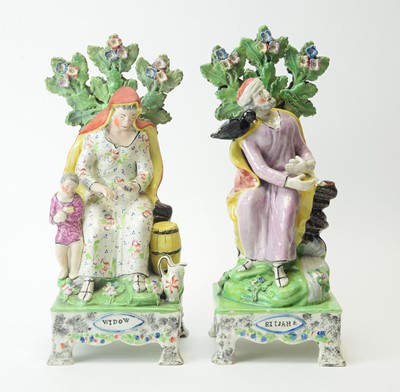 Lot 621 - pair Staffordshire figures Elijah and Widow