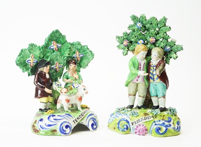 Lot 626 - Two Staffordshire figures Friendship and Tenderness