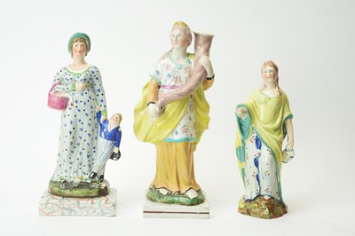 Lot 631 - Three Staffordshire pearlware figures