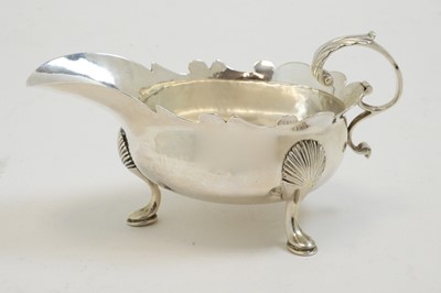 Lot 219 - George III silver sauce boat, by Robert Makepeace I