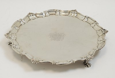 Lot 220 - George II silver salver by Isaac Cookson