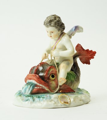 Lot 646 - Meissen figure Cherub and Dolphin