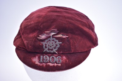 Lot 633 - Colin Veitch: two England Football Caps; and an England jersey badge.