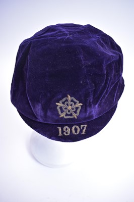Lot 633 - Colin Veitch: two England Football Caps; and an England jersey badge.