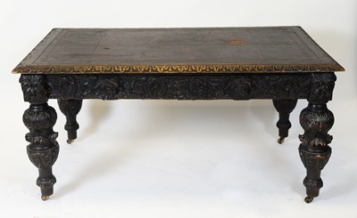 Lot 800 - Victorian carved oak library table, in the Jacobean style