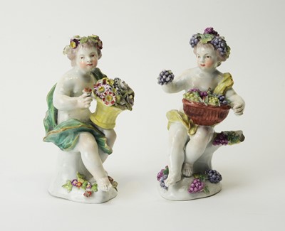 Lot 614 - Two Derby figures of putti.