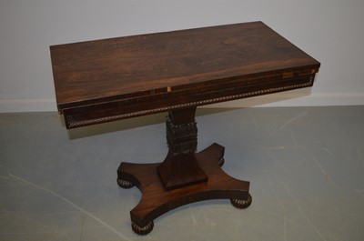 Lot 427 - William IV rosewood card table, stamped Gillows