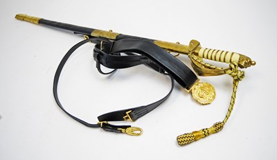 Lot 718 - A mid Century Naval officers dress sword and belt