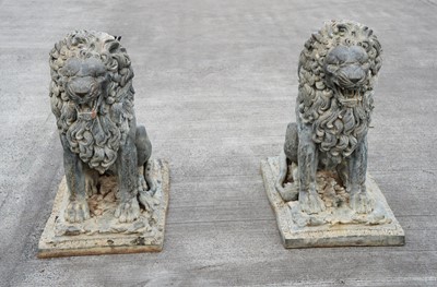 Lot 787 - Large pair of spelter lions