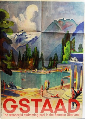 Lot 987 - Vintage travel/swimming/golf poster.