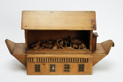 Lot 1120 - A pitch pine Noah's Ark and animals.