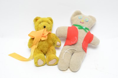 Lot 1092 - A c1930's/40's yellow plush teddy bear; and another.