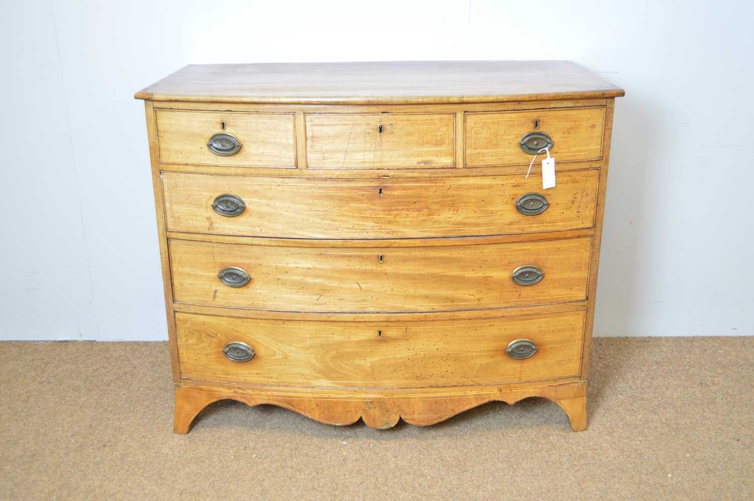 Lot 434 - Georgian mahogany and banded chest of drawers.