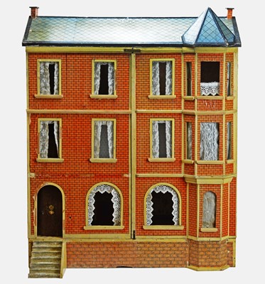 Antique British Dollhouse for Miniature Doll WONDERFUL G and J Lines Litho  Wood w/ Chandeliers - Manor House circa 1910