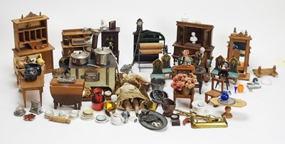 Lot 903 - A collection of doll's house dolls, furniture and other items.