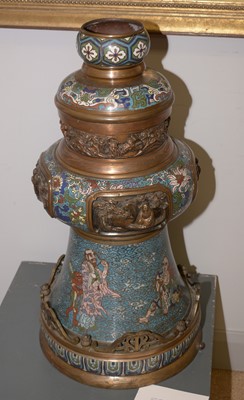 Lot 482 - large 19th century Chinese Champleve enamel lantern stand