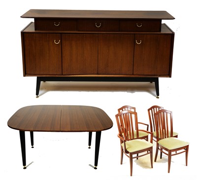 Lot 121 - E Gomme G Plan - Librenza Dining table, sideboard and four Stag chairs