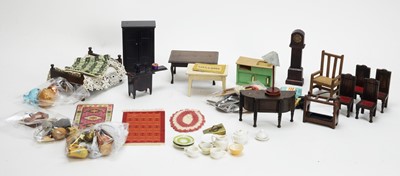 Lot 853 - A collection of miniature dolls, furniture and other items.