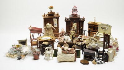 Lot 934 - A collection of antique and vintage dolls, furniture and other items.