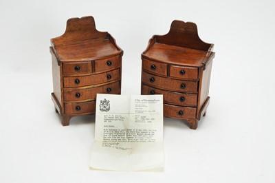 Lot 956 - William Henry Hull, Birmingham: a pair of doll's miniature mahogany chests