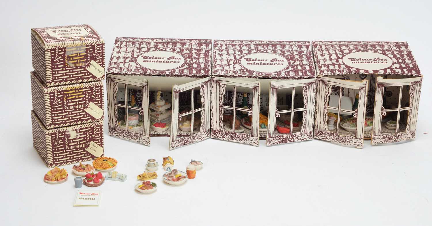 Lot 999 - Colour Box Miniatures, doll's food and table settings.