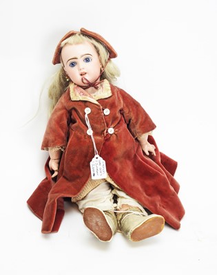 Lot 1055 - French, late 19th Century, possibly Jumeau: a fine bisque head doll.