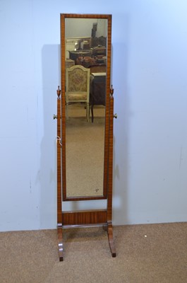 Lot 506 - Early 20th C mahogany cheval mirror.