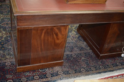Lot 831 - A Victorian mahogany pedestal writing desk.