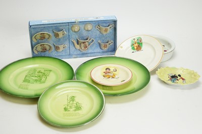 Lot 995 - "Time For Bed" nine-piece doll's porcelain tea set,; and sundry child' and doll's china and ware.