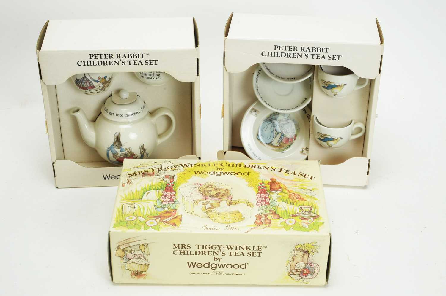 Lot 998 - Wedgwood, England: Beatrix Potter pattern children's tea china; and Peter Rabbit tea sets.