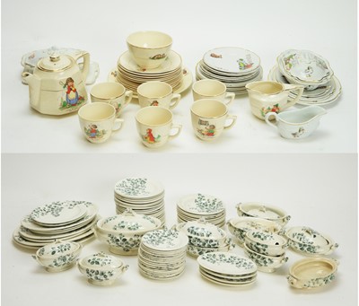 Lot 997 - A child's miniature tea set, decorated with nursery rhyme transfers; part dinner set.