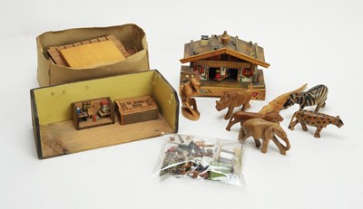 Lot 1148 - Two German early 1900's Matchbox dioramas "Erzgebirge"; and other toys.