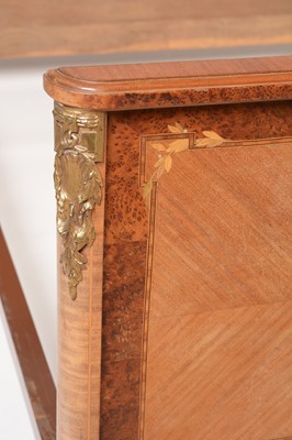 Lot 896 - Louis XVI style inlaid mahogany and amboyna double bed.