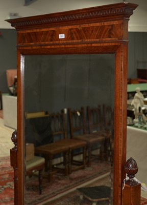 Lot 784 - Edwardian mahogany and rosewood banded cheval mirror