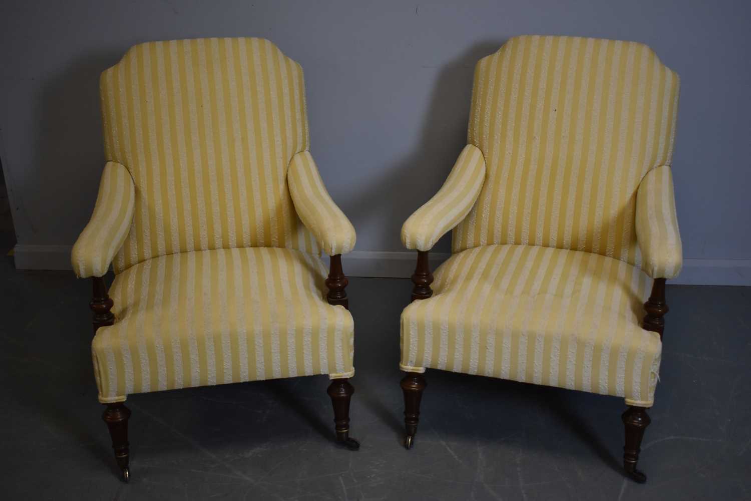 Lot 514 - Pair of Victorian style easy armchairs