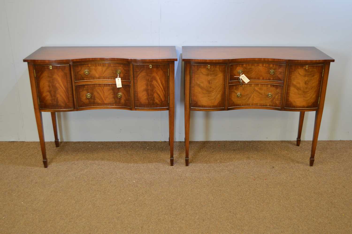 Lot 460 - Reprodux: pair of mahogany side cabinets.