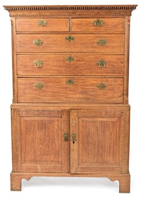 Lot 841 - Late 18th/ early 19th Century oak estate cabinet
