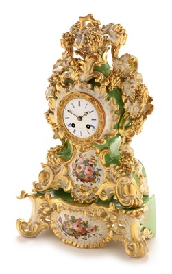 Lot 552 - Jacob Petit porcelain mantel clock and stand