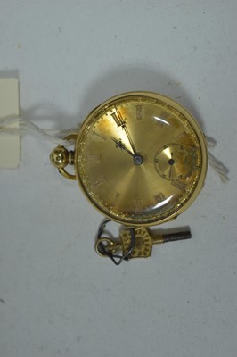 Lot 95 - A Victorian 18ct gold key wound gentleman's open face pocket watch.