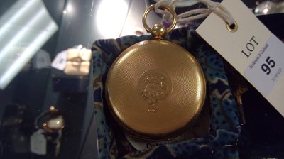 Lot 95 - A Victorian 18ct gold key wound gentleman's open face pocket watch.