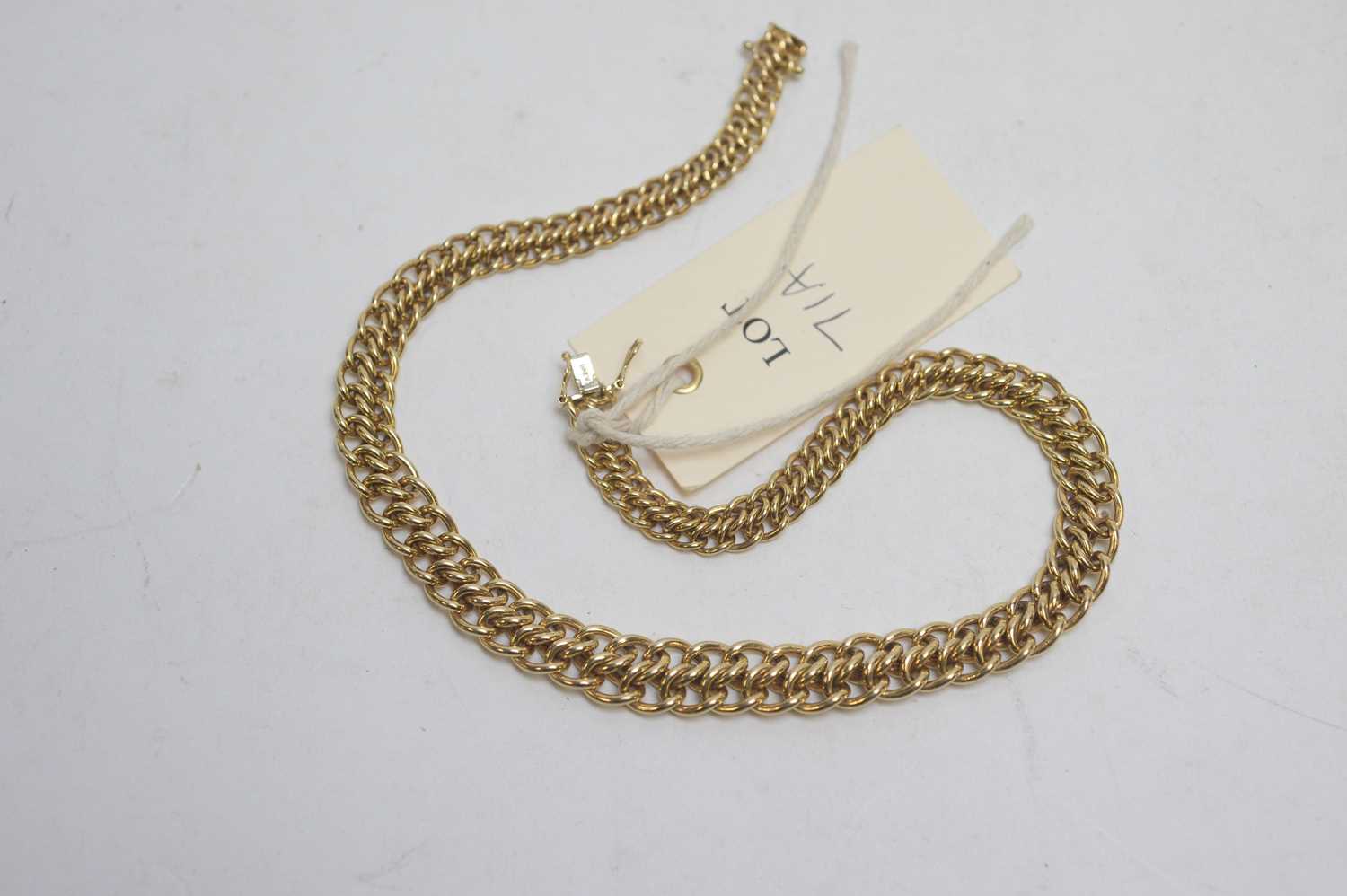 Lot 71 - 14ct. yellow gold necklace.